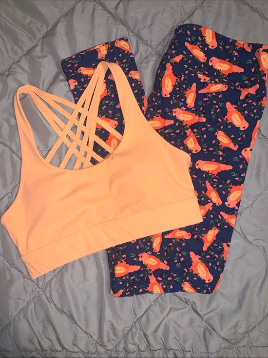 Other - Zyia moon Peach Strappy Sports Bra & lularoe Birds of paradise Legging M/L tall